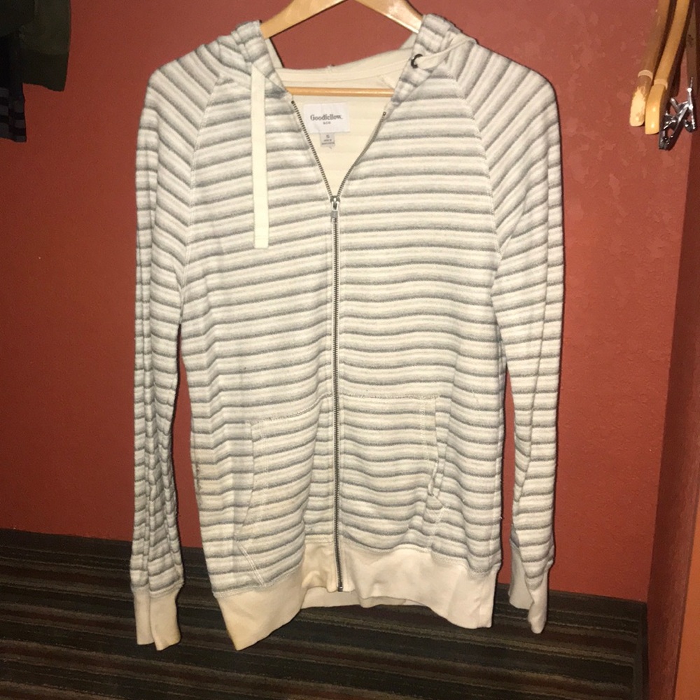 Goodie&Co gray striped zipper hoodie
